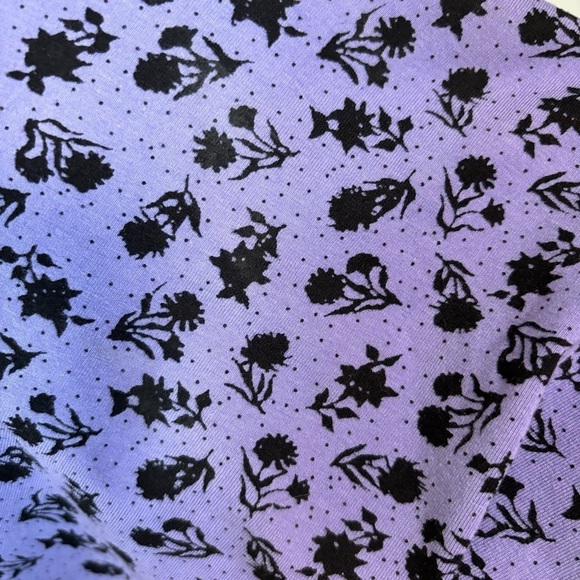 Torrid Betsey Johnson Mini Foxy Ruched Black Floral Purple Cotton Dress NWOT 6X - Picture 10 of 11